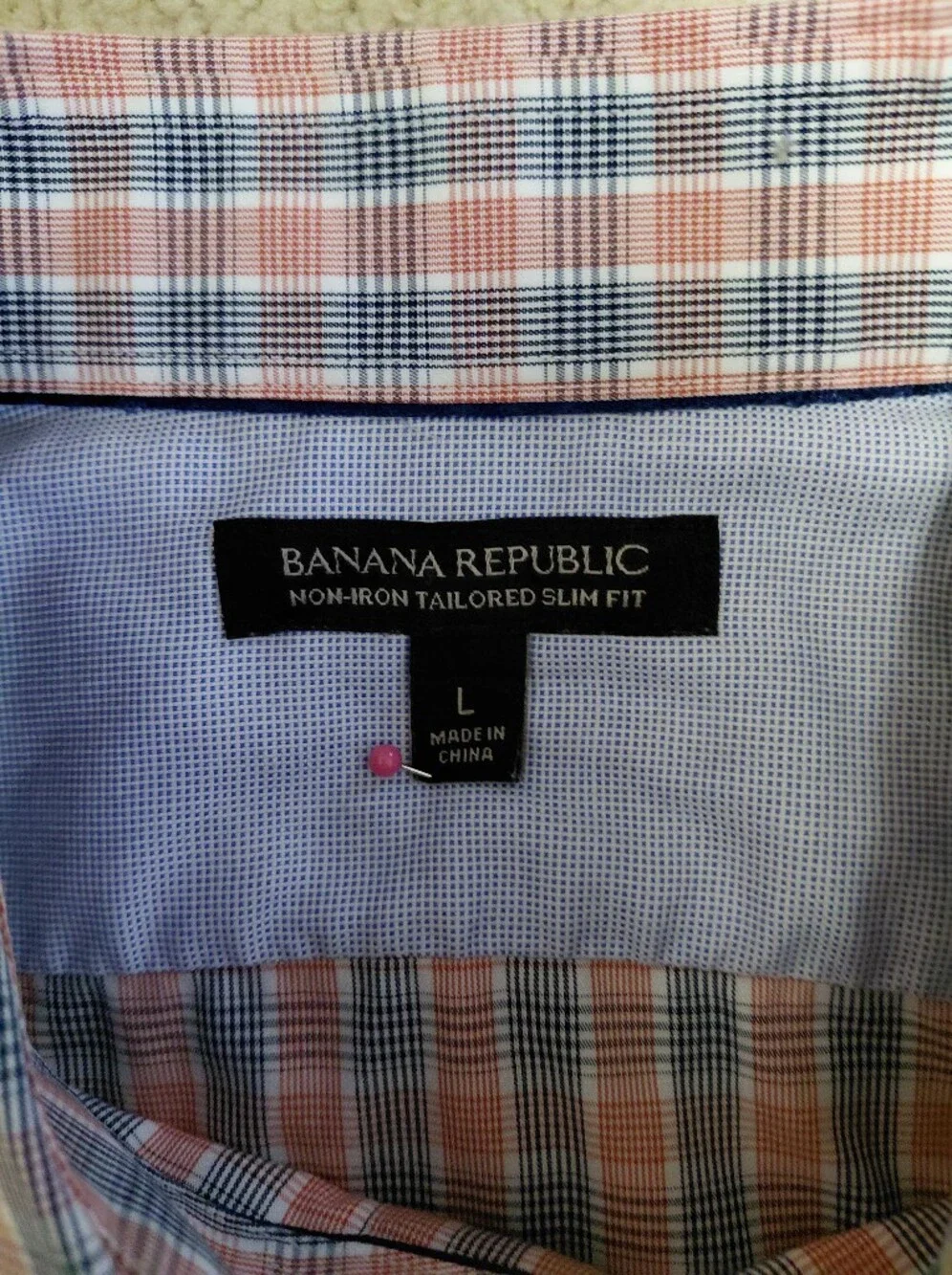Banana Republic Blue and Pink Plaid Button-Down Shirt